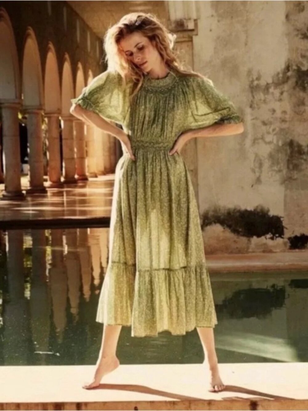 Doen Isidore Dress in Green Garden Bloom Floral Size Medium